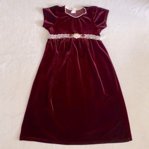 {VTG} We Kids | Y2K Velvet Velour Lace Babydoll Midi Dress 4001 Burgundy (6X)